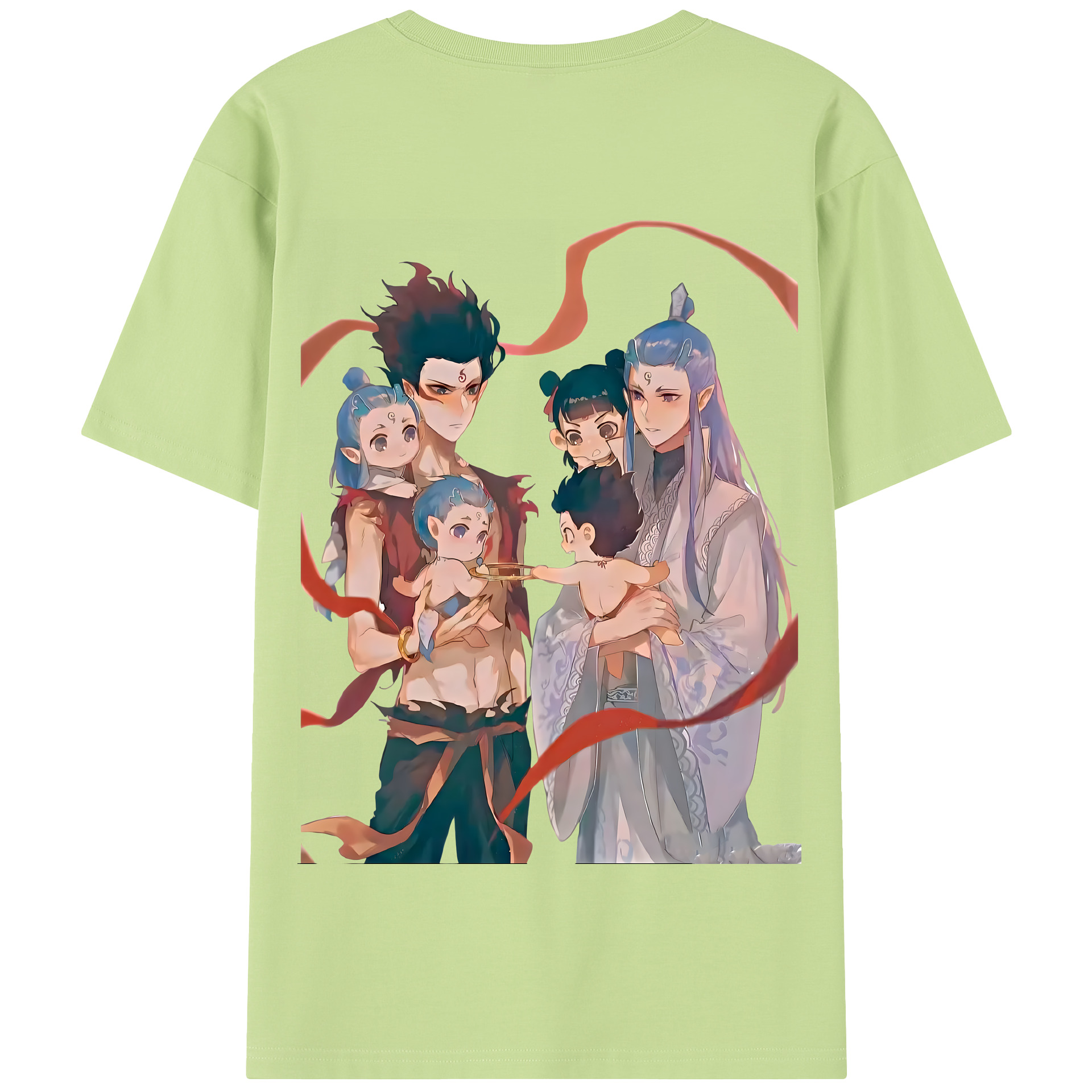 （画像用） Ne Zha 2 ナタ 魔童の大暴れ 綿100％半袖Tシャツ（背面プリント）